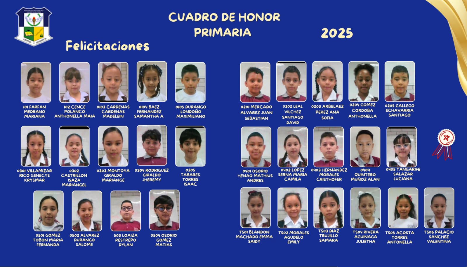 Cuadro de honor 2025